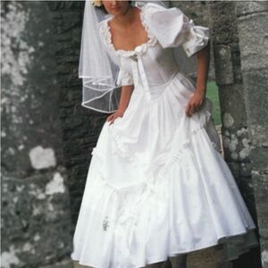 Vintage Laura Ashley 1984 Cotton Ruffle Wedding Dress